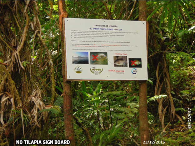 No Tilapia Sign Board, Lake Letas, Gaua Island, Vanuatu